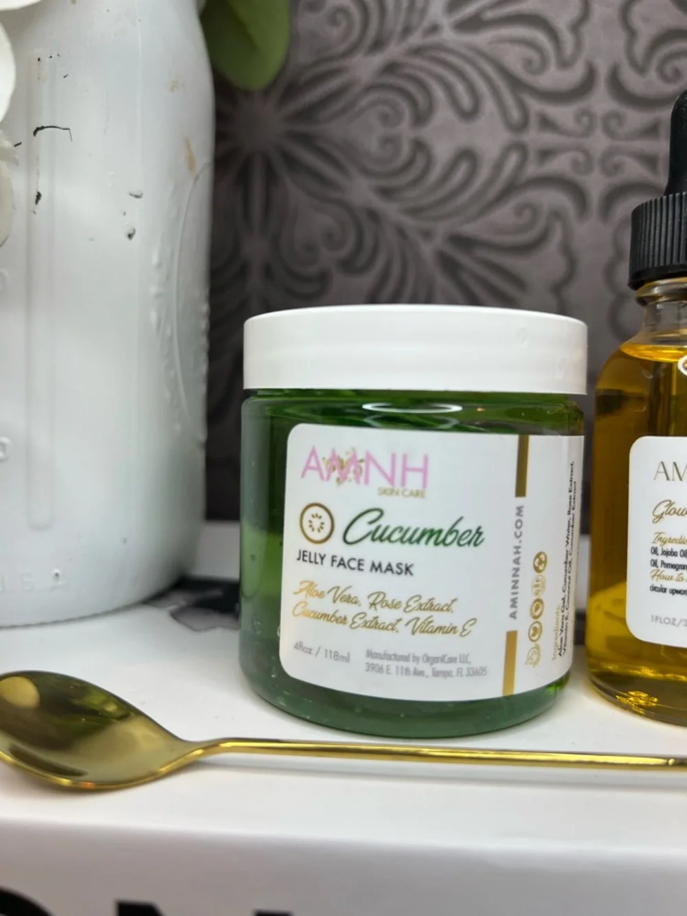 Aminnah Cucumber Jelly Face Mask & Glow Beauty Facial Serum Set